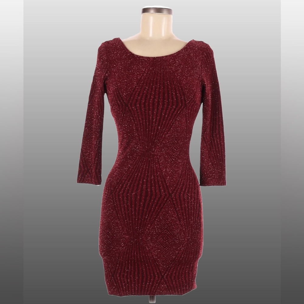Trixxi Burgundy Long Sleeve Dress